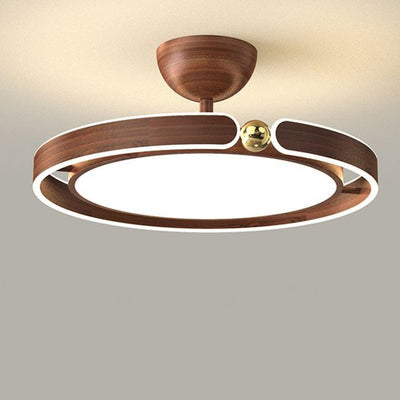 Contemporary Retro Round Dome Acrylic Iron LED Semi-Flush Mount Ceiling Light For Bedroom