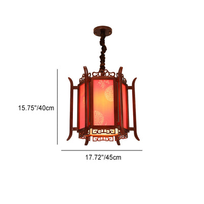 Traditional Chinese Lantern Shape Wood Imitation Sheepskin 1 - Light Pendant Light For Dining Room