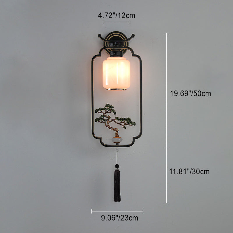 Applique murale LED traditionnelle chinoise en verre tout cuivre pour salon 