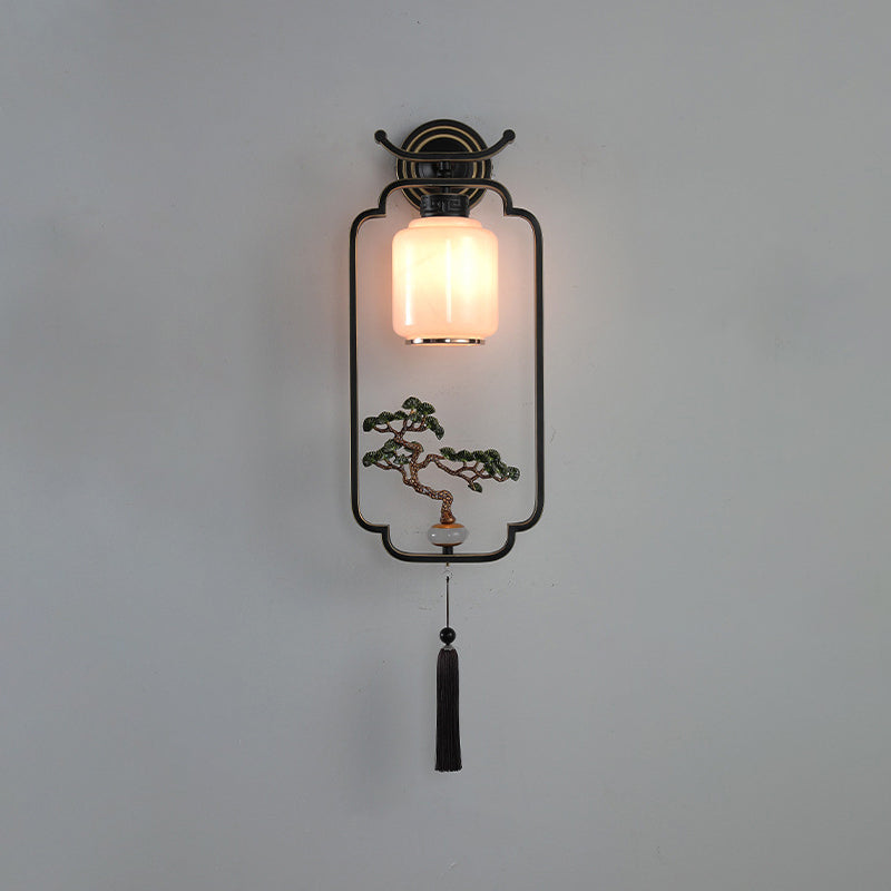 Applique murale LED traditionnelle chinoise en verre tout cuivre pour salon 