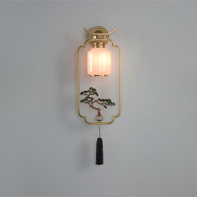 Applique murale LED traditionnelle chinoise en verre tout cuivre pour salon 