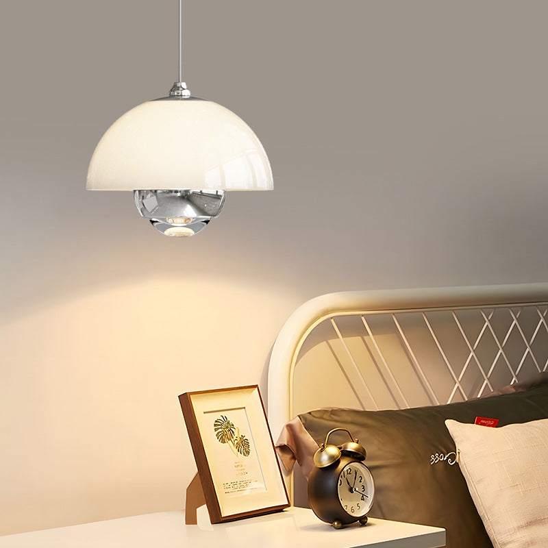 Contemporary Nordic Semicircular Acrylic Lampshade Aluminum LED Pendant Light For Bedroom