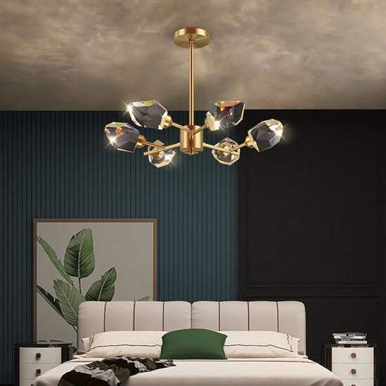 Modern Luxury Irregular Crystal Blocks Copper 6/9/12/15/18 - Light Chandelier For Living Room