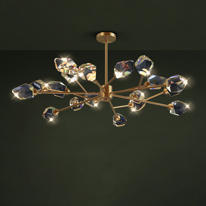 Modern Luxury Irregular Crystal Blocks Copper 6/9/12/15/18 - Light Chandelier For Living Room