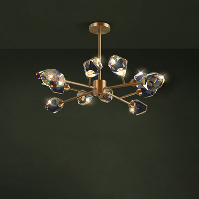 Modern Luxury Irregular Crystal Blocks Copper 6/9/12/15/18 - Light Chandelier For Living Room