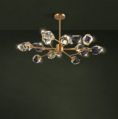 Modern Luxury Irregular Crystal Blocks Copper 6/9/12/15/18 - Light Chandelier For Living Room