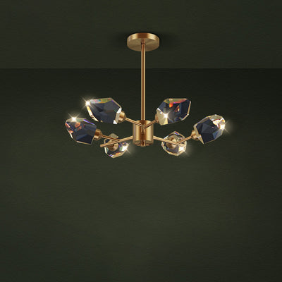 Modern Luxury Irregular Crystal Blocks Copper 6/9/12/15/18 - Light Chandelier For Living Room