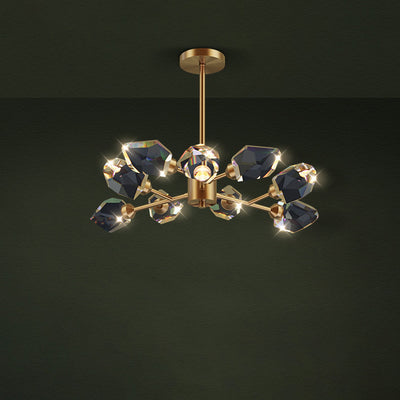 Modern Luxury Irregular Crystal Blocks Copper 6/9/12/15/18 - Light Chandelier For Living Room