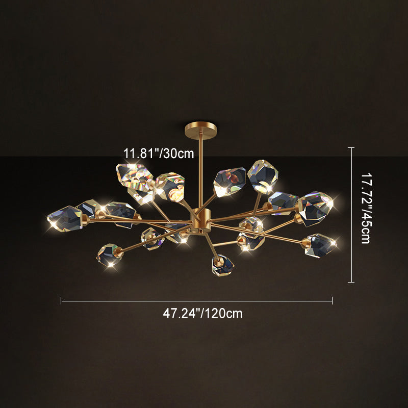 Modern Luxury Irregular Crystal Blocks Copper 6/9/12/15/18 - Light Chandelier For Living Room