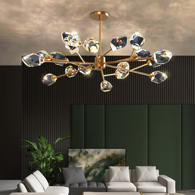 Modern Luxury Irregular Crystal Blocks Copper 6/9/12/15/18 - Light Chandelier For Living Room