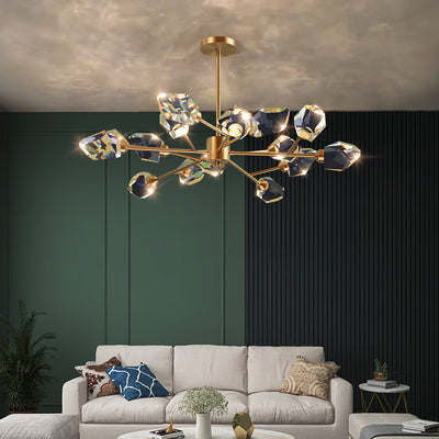 Modern Luxury Irregular Crystal Blocks Copper 6/9/12/15/18 - Light Chandelier For Living Room