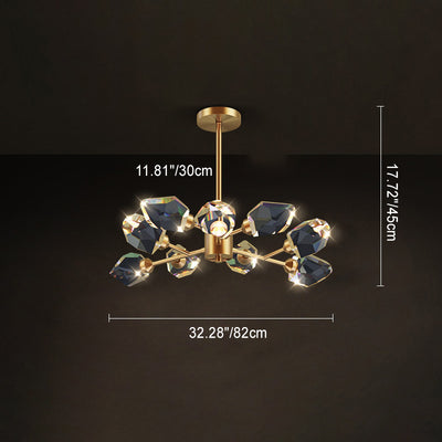 Modern Luxury Irregular Crystal Blocks Copper 6/9/12/15/18 - Light Chandelier For Living Room