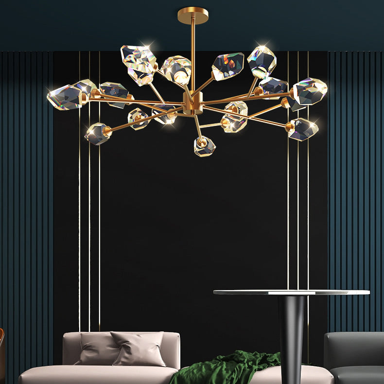 Modern Luxury Irregular Crystal Blocks Copper 6/9/12/15/18 - Light Chandelier For Living Room