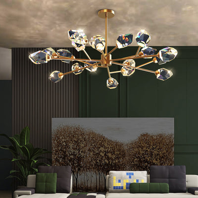 Modern Luxury Irregular Crystal Blocks Copper 6/9/12/15/18 - Light Chandelier For Living Room