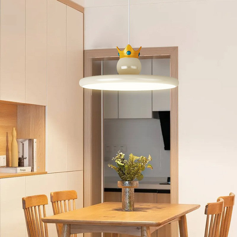 Contemporary Nordic Round UFO Crown Iron ABS Resin LED Pendant Light For Dining Room