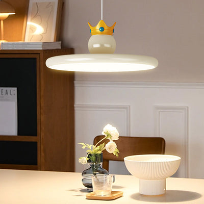 Contemporary Nordic Round UFO Crown Iron ABS Resin LED Pendant Light For Dining Room