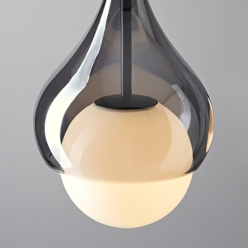 Contemporary Scandinavian Water Drop Shape Ball Glass Copper 1/3 - Light Pendant Light For Living Room