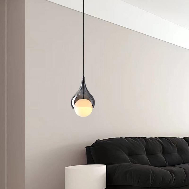 Contemporary Scandinavian Water Drop Shape Ball Glass Copper 1/3 - Light Pendant Light For Living Room