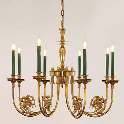 Traditional European Candle Shape Full Copper Iron 6/8 - Light Chandeliers For Living Room