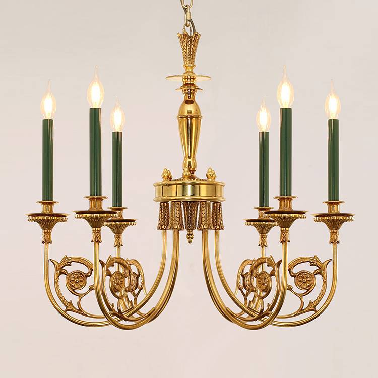 Traditional European Candle Shape Full Copper Iron 6/8 - Light Chandeliers For Living Room