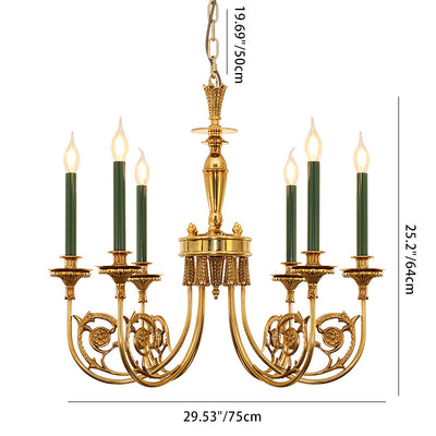 Traditional European Candle Shape Full Copper Iron 6/8 - Light Chandeliers For Living Room