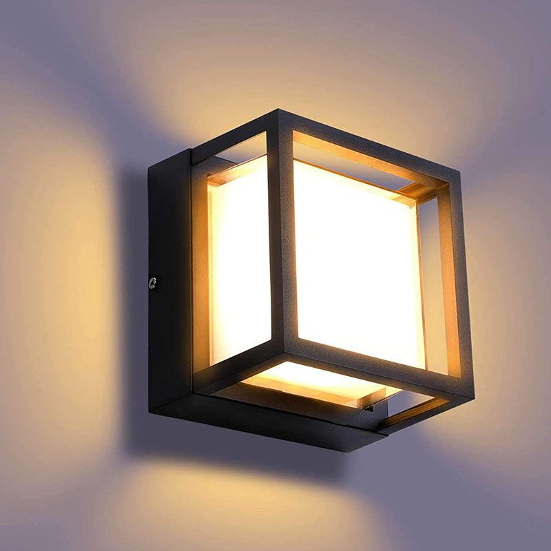 Modern Simplicity Waterproof Square Cube Aluminum Acrylic PVC LED Wall Sconce Lamp For Hallways