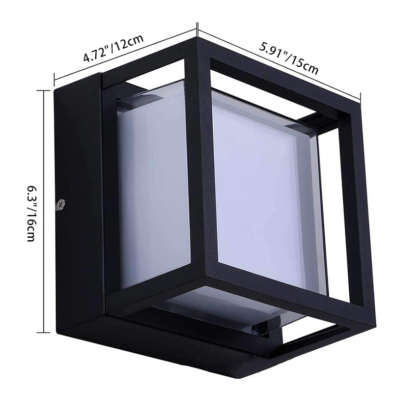 Modern Simplicity Waterproof Square Cube Aluminum Acrylic PVC LED Wall Sconce Lamp For Hallways