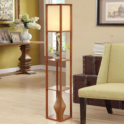 Modern Simplicity Cuboid Density Board Fabric 1 - Light Standing Floor Lamp For Living Room