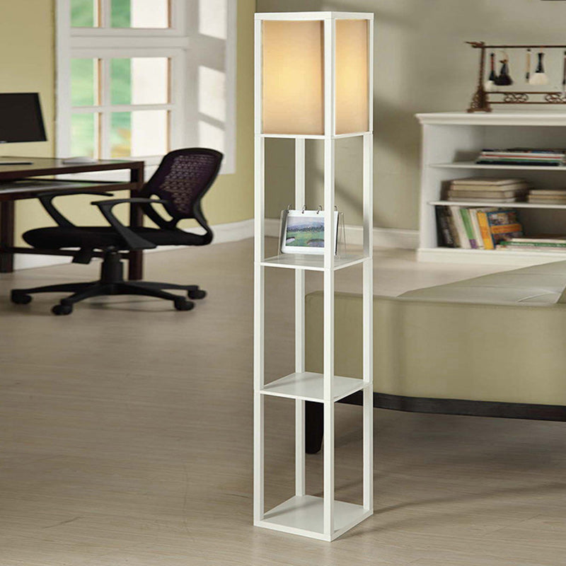 Modern Simplicity Cuboid Density Board Fabric 1 - Light Standing Floor Lamp For Living Room