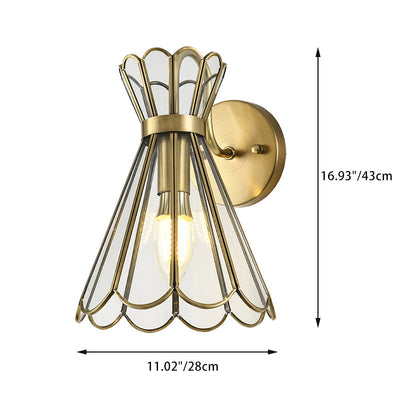 Contemporary Retro Cone Full Copper Glass 1 - Light Wall Sconce Lamp For Living Room