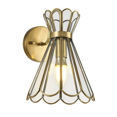 Contemporary Retro Cone Full Copper Glass 1 - Light Wall Sconce Lamp For Living Room