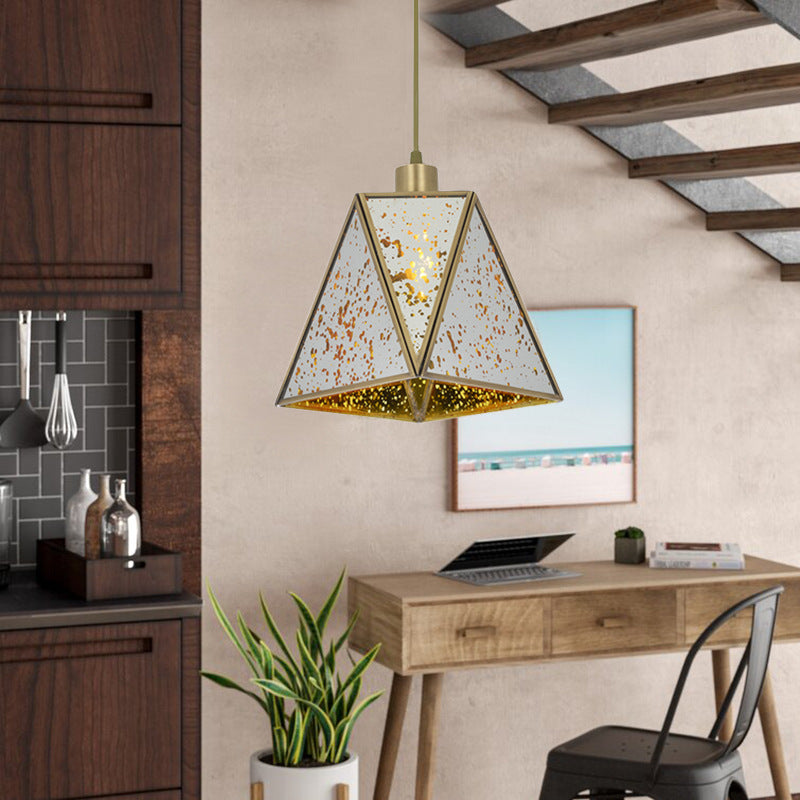 Contemporary Nordic Cone Full Copper Glass Lampshade 1 - Light Pendant Light For Dining Room