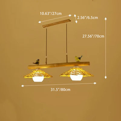 Contemporary Creative Birds Resin Bamboo Glass 2/3 - Light Chandeliers Island Light For Dining Room