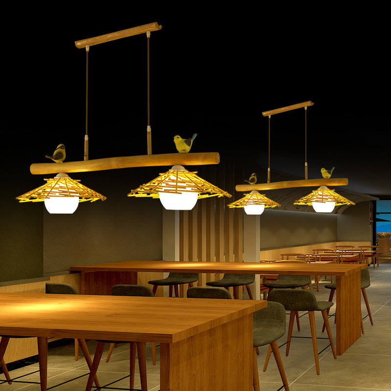 Contemporary Creative Birds Resin Bamboo Glass 2/3 - Light Chandeliers Island Light For Dining Room