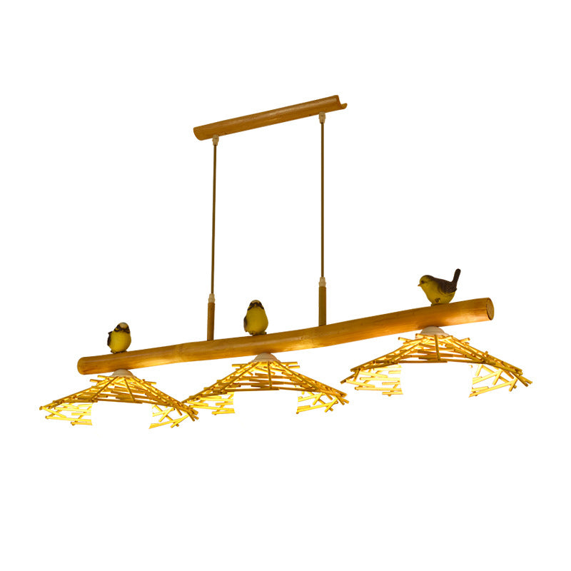 Contemporary Creative Birds Resin Bamboo Glass 2/3 - Light Chandeliers Island Light For Dining Room