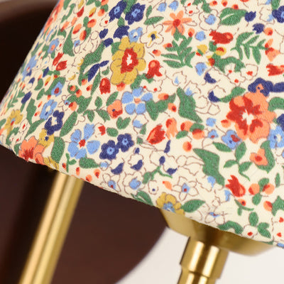 Contemporary Retro Flower Pattern Solid Wood Hardware PVC Fabric Lampshade 1- Light Wall Sconce Lamp For Living Room