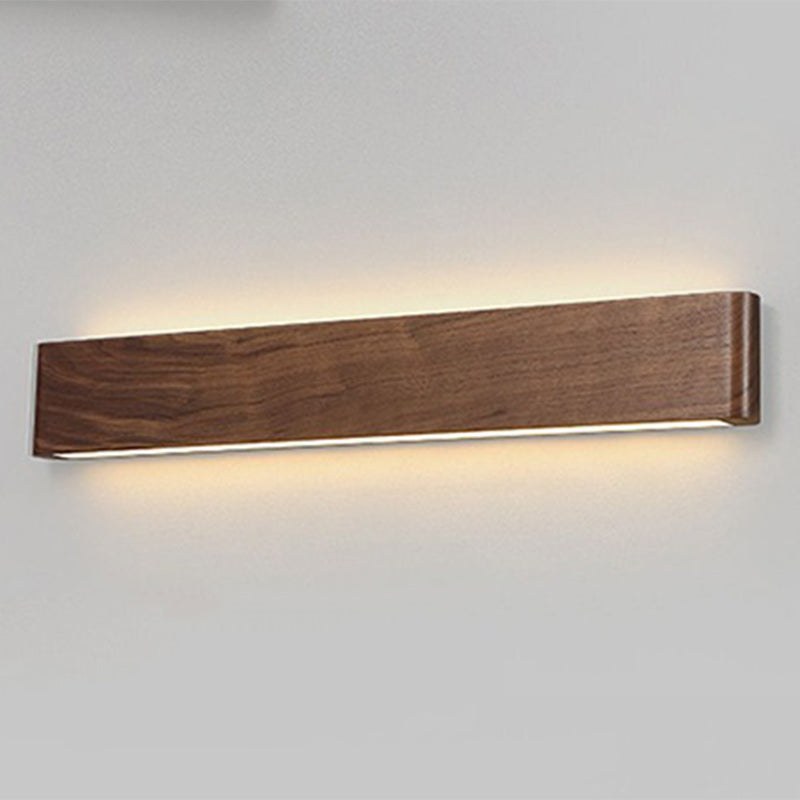 Modern Minimalist Rectangular Strip Aluminum Walnut PC LED Wall Sconce Lamp For Living Room