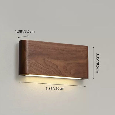 Modern Minimalist Rectangular Strip Aluminum Walnut PC LED Wall Sconce Lamp For Living Room