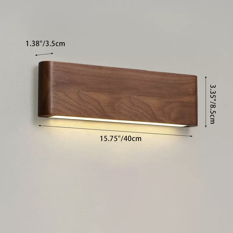 Modern Minimalist Rectangular Strip Aluminum Walnut PC LED Wall Sconce Lamp For Living Room