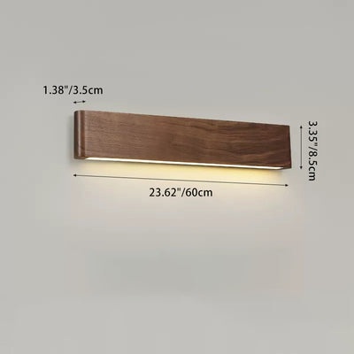 Modern Minimalist Rectangular Strip Aluminum Walnut PC LED Wall Sconce Lamp For Living Room