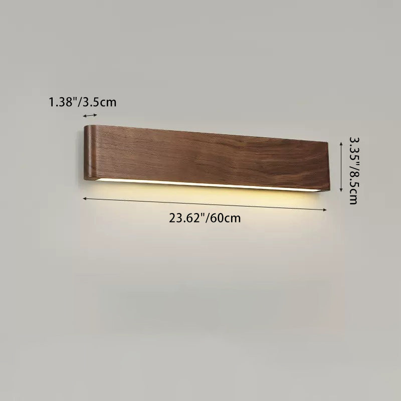 Modern Minimalist Rectangular Strip Aluminum Walnut PC LED Wall Sconce Lamp For Living Room