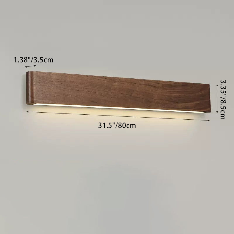 Modern Minimalist Rectangular Strip Aluminum Walnut PC LED Wall Sconce Lamp For Living Room