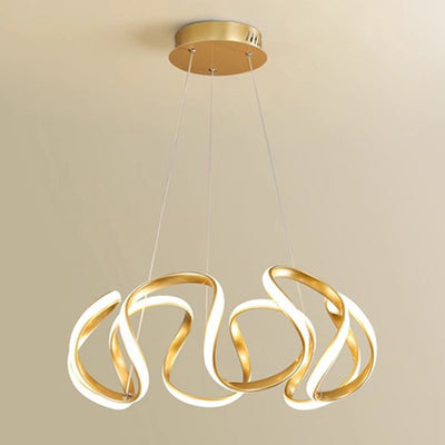 Contemporary Nordic Irregular Curve Iron Aluminum Silicone LED Chandeliers For Dining Room