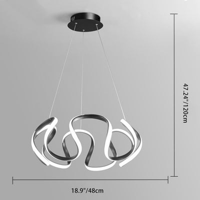 Contemporary Nordic Irregular Curve Iron Aluminum Silicone LED Chandeliers For Dining Room