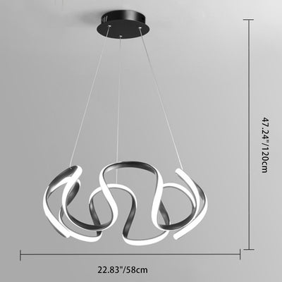 Contemporary Nordic Irregular Curve Iron Aluminum Silicone LED Chandeliers For Dining Room