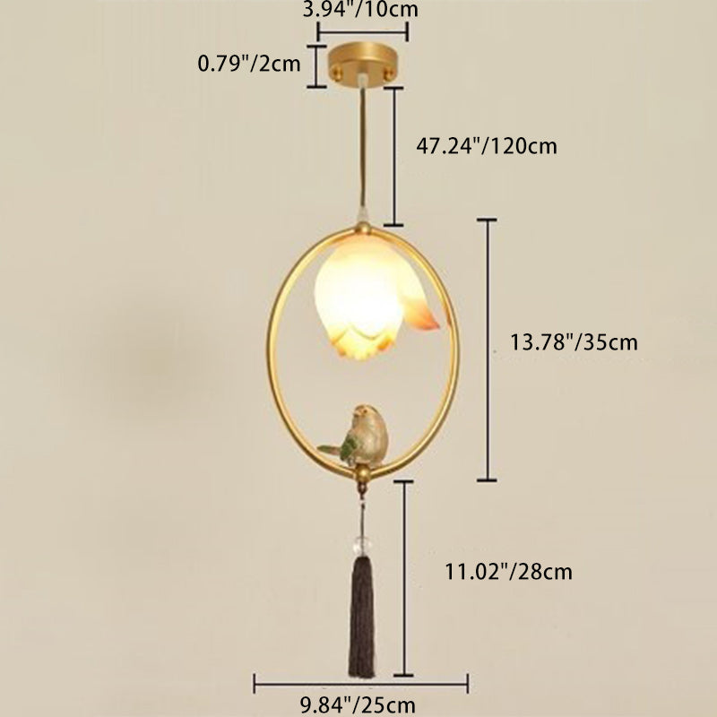 Traditionelle chinesische Rattan Stoff Malerei 1 - Licht Pendelleuchte für Esszimmer 