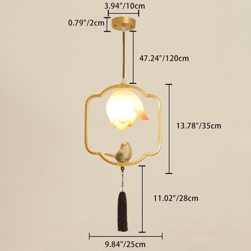 Traditionelle chinesische Rattan Stoff Malerei 1 - Licht Pendelleuchte für Esszimmer 