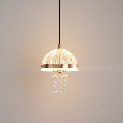 Modern Luxury Jellyfish Shape Iron Crystal Acrylic Lampshade LED Pendant Light For Dining Room