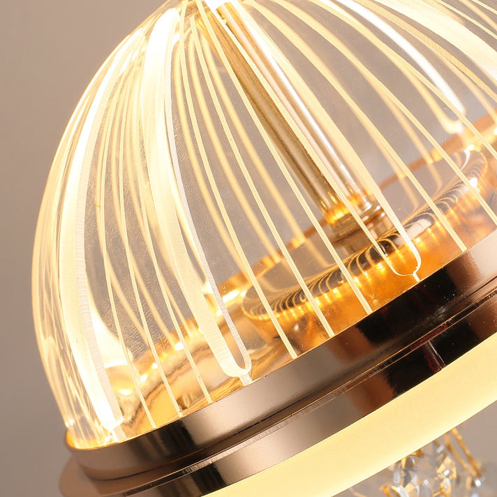 Modern Luxury Jellyfish Shape Iron Crystal Acrylic Lampshade LED Pendant Light For Dining Room