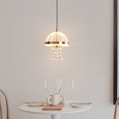 Modern Luxury Jellyfish Shape Iron Crystal Acrylic Lampshade LED Pendant Light For Dining Room